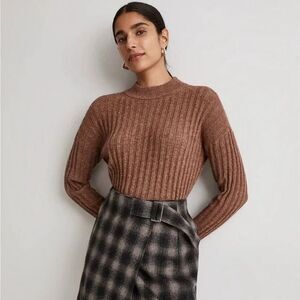 Madewell mock-neck cropped wool-blend sweater